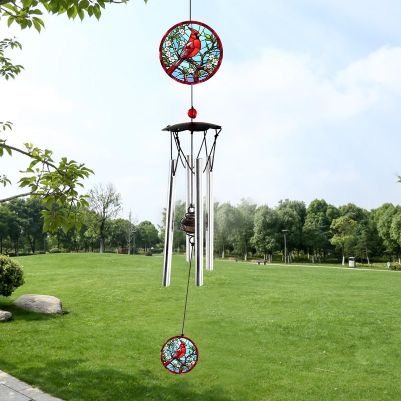 Howarmer Wind Chimes for Outside 24" Cardinal Wind Chimes Outdoor Home Patio Garden Decor Windchimes Outdoors Cardinal Gifts for Women Mom Grandma Sisters - Image 1